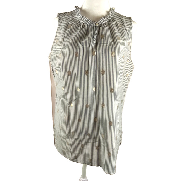 Talbots Tops - Talbot's Women's Sleeveless Shirt Tank Top Grey White Stripe Size Large